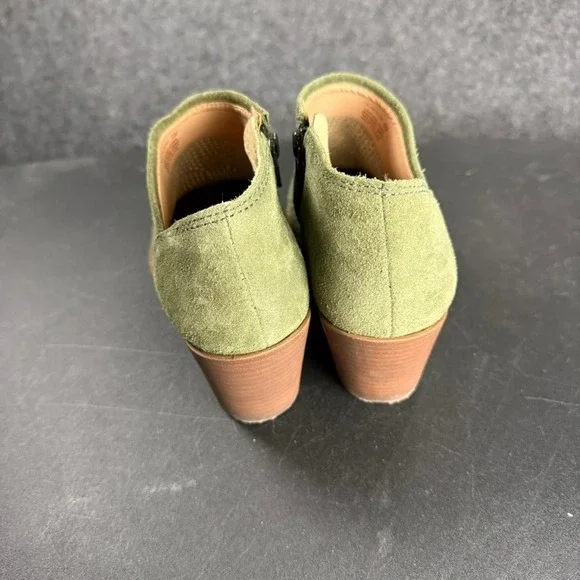 Lucky Brand LK-Zeshia Olive Green Suede Leather Perforated Ankle Booties Women's - Picture 4 of 10